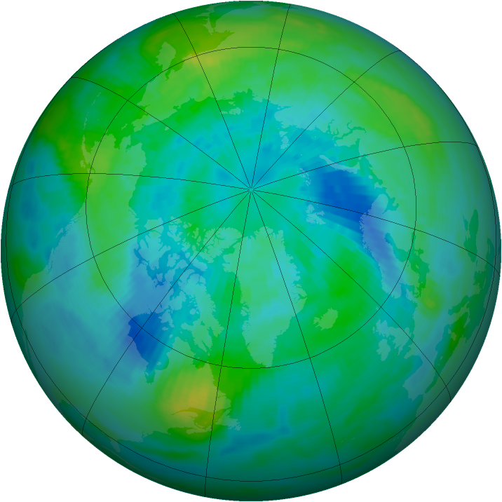Arctic ozone map for 27 September 1989
